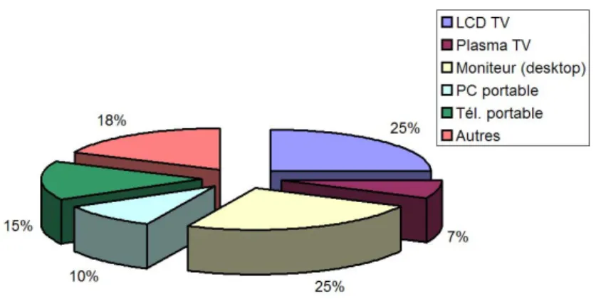 Figure 5 – Répartition des applications dans le marché des écrans plats (2005-2006)
