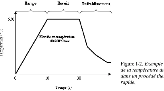 Figure I-2. Exemple d’évolution  de la température du substrat  dans un procédé thermique  rapide