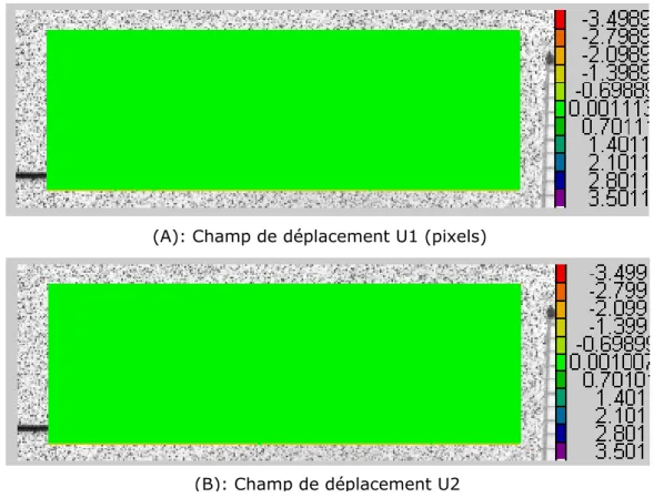 figure II.30 (A) présente le champ de déplacement horizontal (U1) et  la figure II.30 (B)  est celui en vertical (U2)