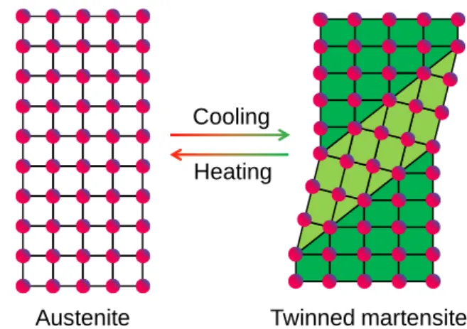 Figure 1.2 Schematics of (a) phase transformation and (b) martensite reorientation.