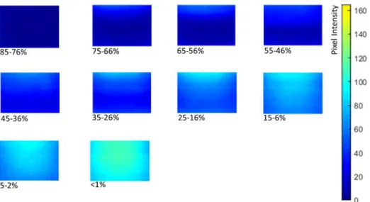 Figure  3-5  represents  average  images  of  10  categories  of  freeze-dried  samples  containing  moisture in the range of 85% to <1% (w/w)