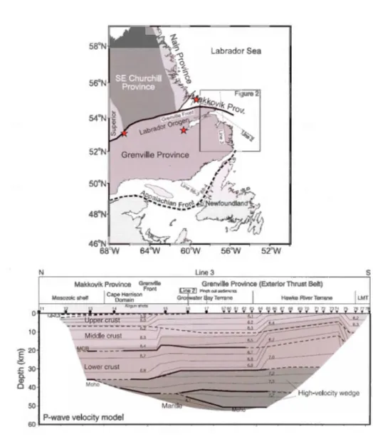Figure 1.5  Profil  sismique  so us  la province de Grenville  à  la  frontière  de  l a 