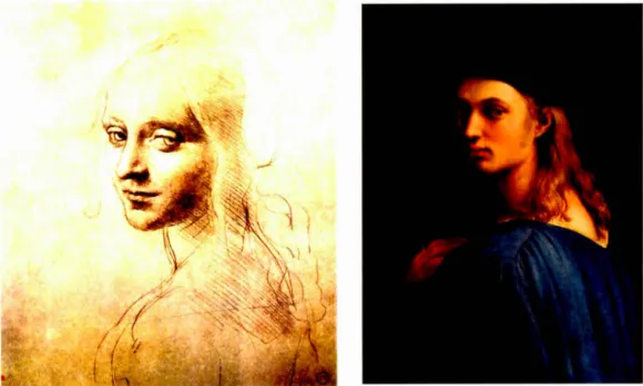 Figure 22  :  Dessin de  Léonard et  Portrait de Bindo Altoviti de Raphaël. 