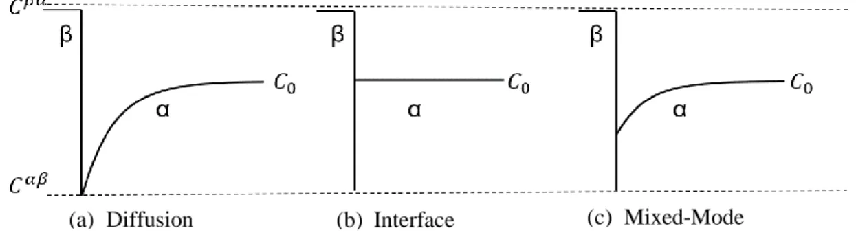 Figure 19. Schematics of different mechanisms for interface migration between two phases