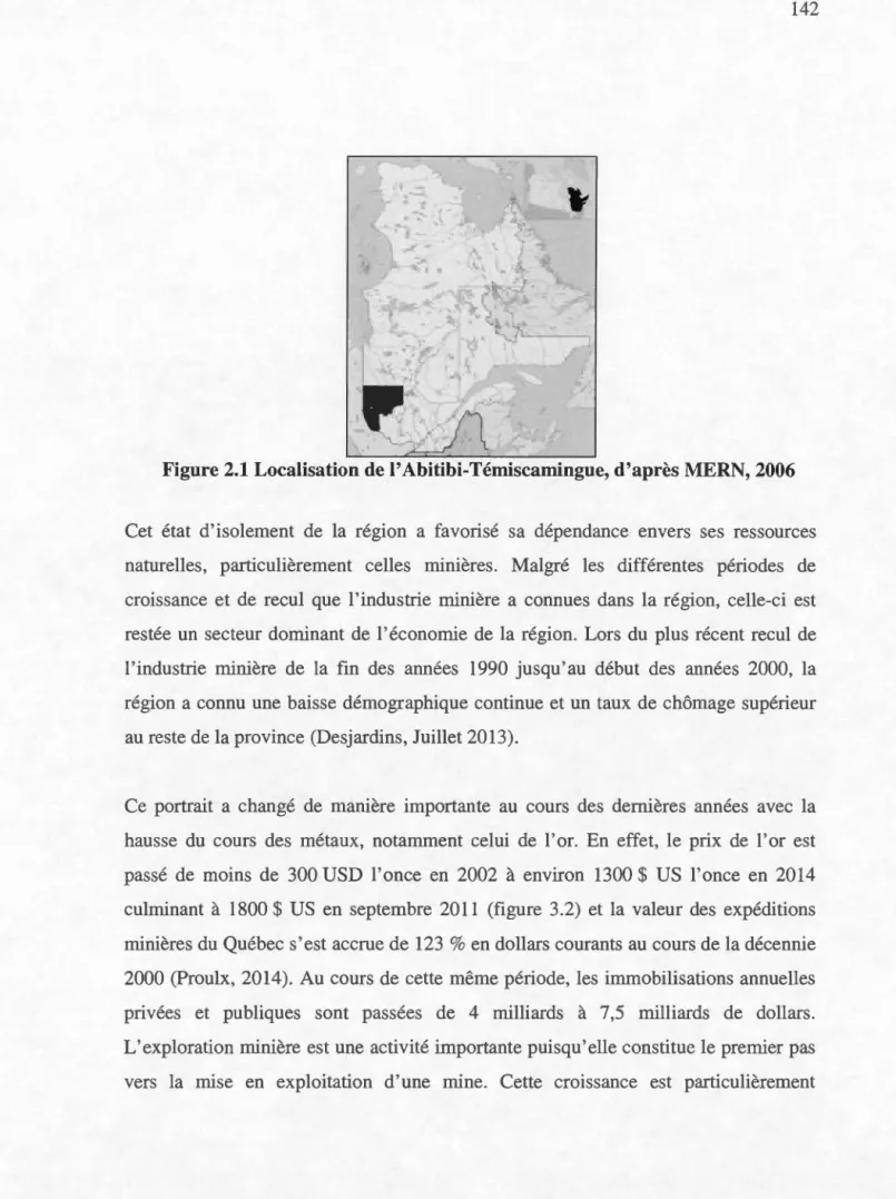 Figure 2.1  Localisation  de l'  Abitibi-Témiscamingue,  d'après  MERN, 2006 