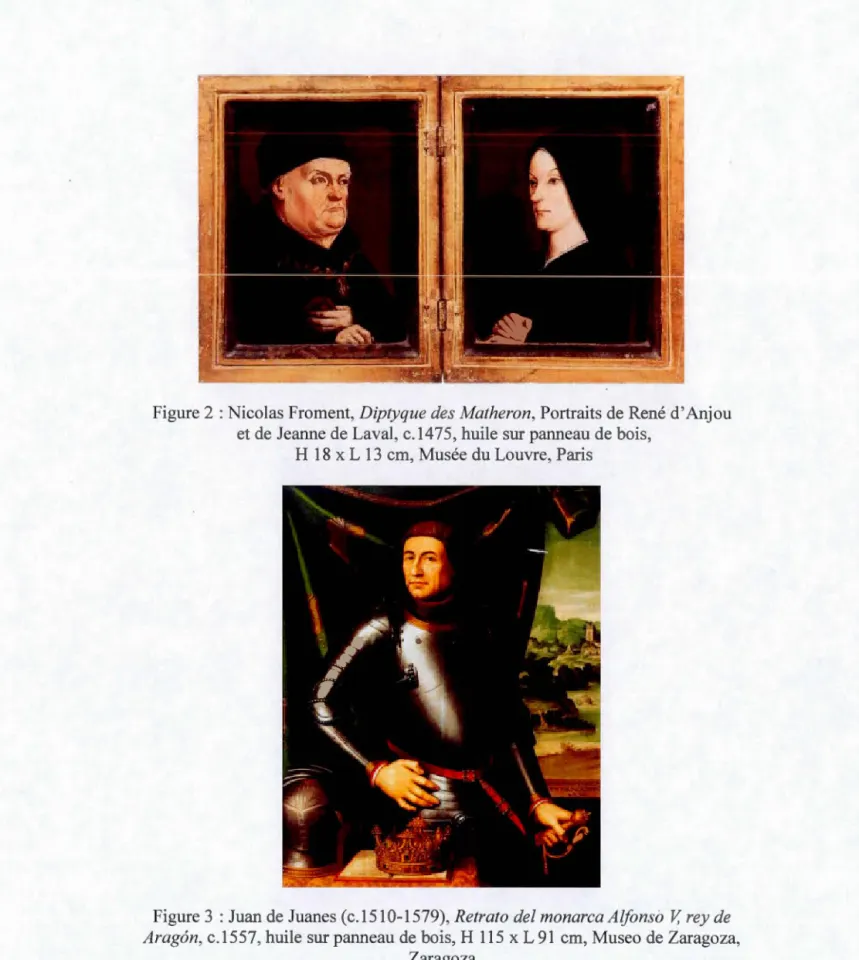 Figure 2  :Nicolas Froment ,  Diptyque des Matheron , Portraits de René d ' Anjou  et de  Jeanne de Laval ,  c.1475 ,  huile sur panneau de  bois , 