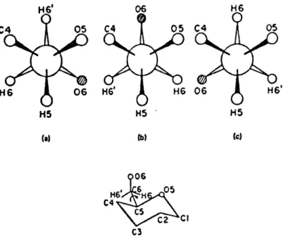 Figure 3. 13. Les trois positions rotationnelles du groupe hydroxymethyle les plus