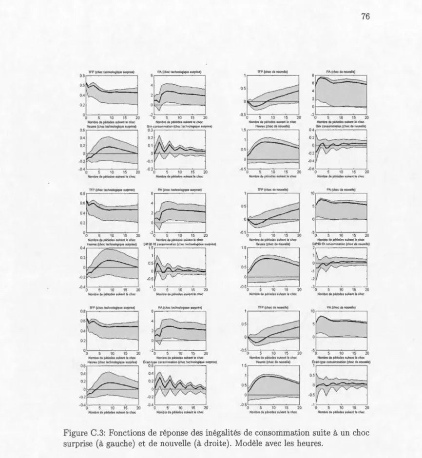 Figur e  C.3:  Fonctions  de  réponse  des  in éga li tés  de  consommation suite  à  un  c h oc 