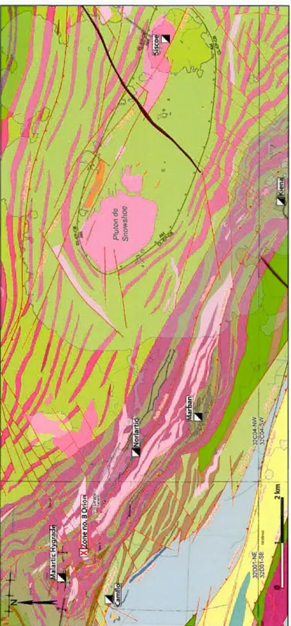 Figure 5.1: Localisation des gisements environnant le secteur étudié du gisement Zone no