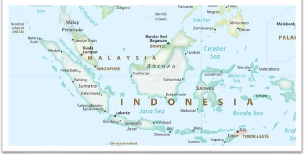 Figure 1 - Localisation de la zone d'étude : L’Indonésie et l'île de Sumatra 