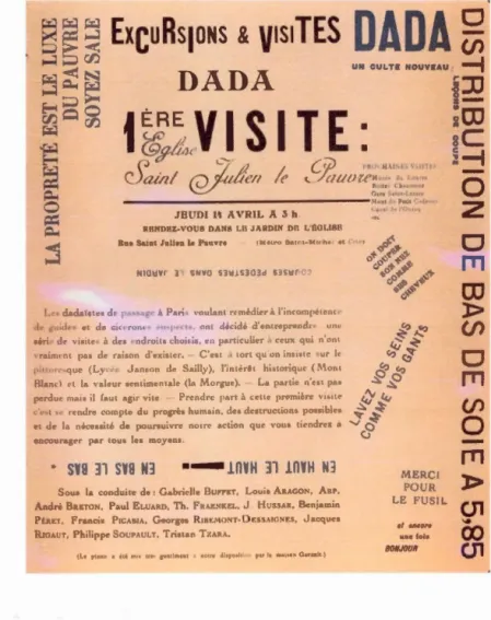 Figure  2 . 1  Documents de la  Visite  de  dada ,  affiche ,  impression  sur papier ,  27 