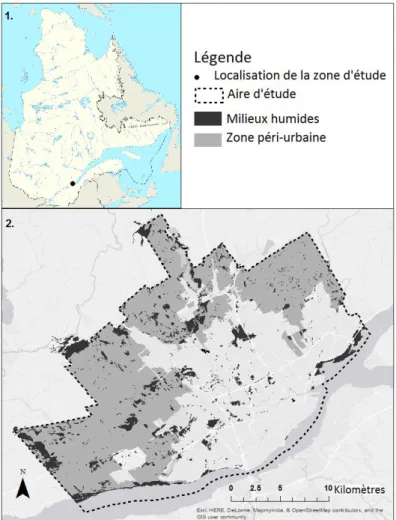 Figure 2-1. Localisation de la zone d’étude dans la province de Québec, Canada. 2. Délimitation de la zone 