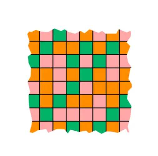 Figure 9: Une partie d’une configuration du décalage de type fini T, dont la sous-action SA ∆ (T) est un décalage sofique propre.