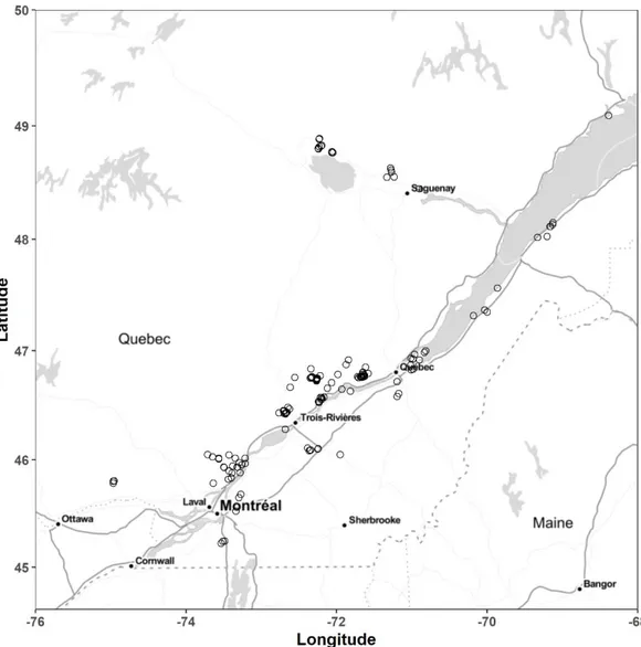 Figure 3.1. Location of experimental sites (Kahle and Wickham, 2013) 