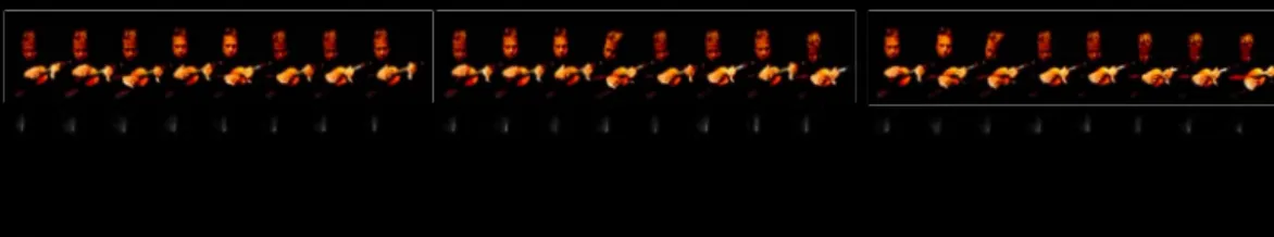 Figure  1 . 9- Étude n o  8 ,  Carillon ,  01  : 03 : 37 .  Image tirée d ' ÉVIC  (2015) ,  vidéo  HO ,  avec le  Quatuor Bozzini ,  16 min  57  s 