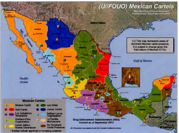 Figure 1  Les  territoires  du  crime organisé au  Mexique  2 