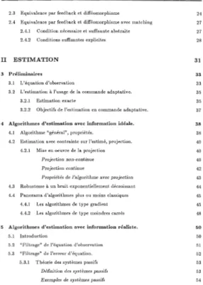 TABLE D ES MATlERES 2.3 Equivalence par feedbee k et difféomorphisme