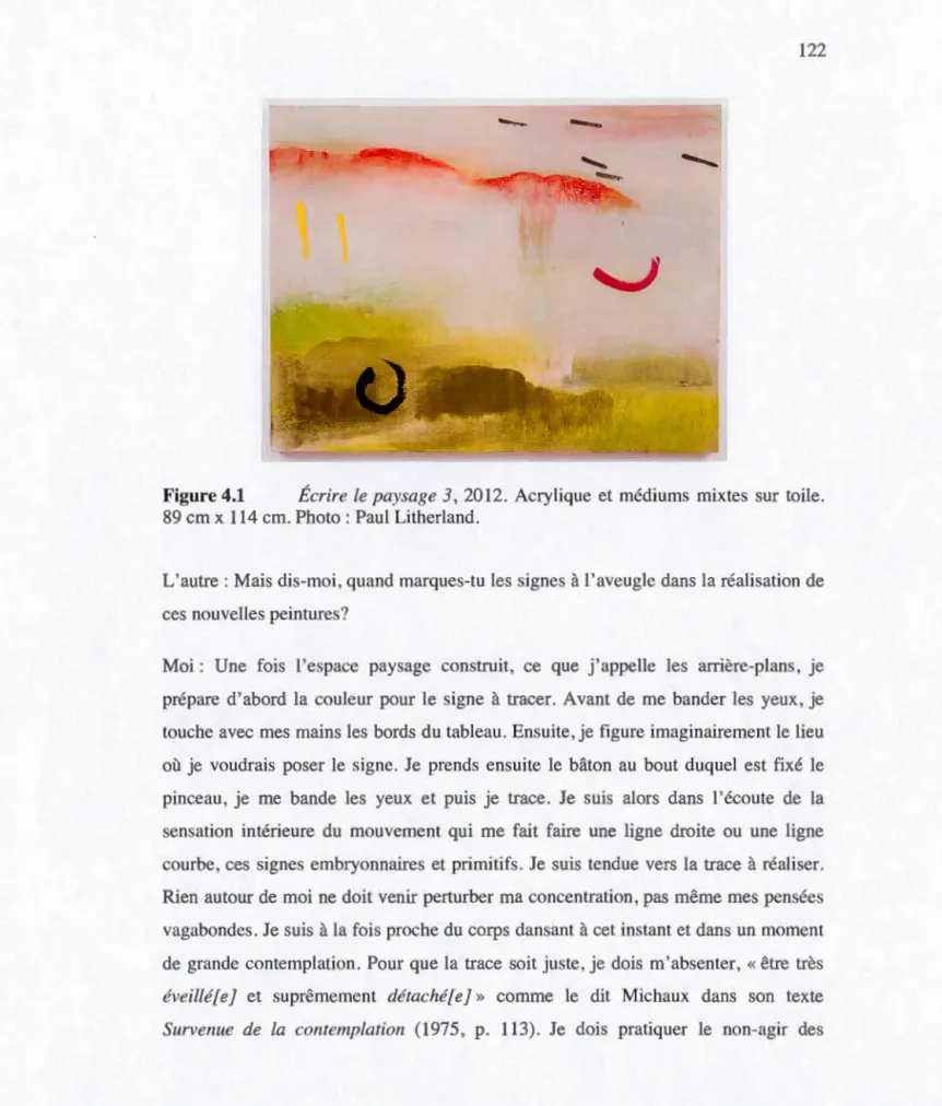 Figure 4.1  Écrire  le  paysage  3,  2012.  Acrylique  et  médiums  mixtes  sur  toile 
