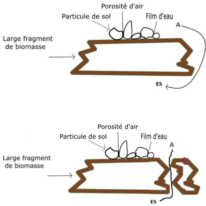 Figure 4: Illustration du parcours(A-B) d'une molécule de gaz. (Adaptée de Nkongolo et Caron 1999) 