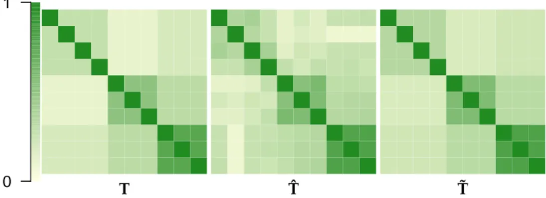 Figure 1.3 – The matrices T, ˆ T and ˜ T in Example 1.3 .