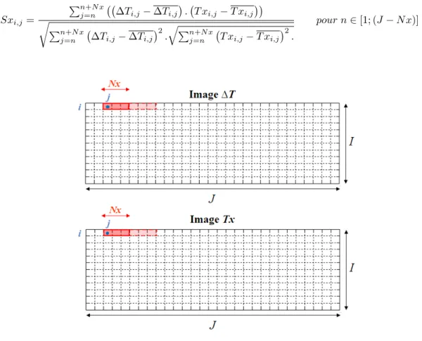 Figure 3.13  Fenêtrage spatial Nx pour le calcul du coecient de corrélation Sx