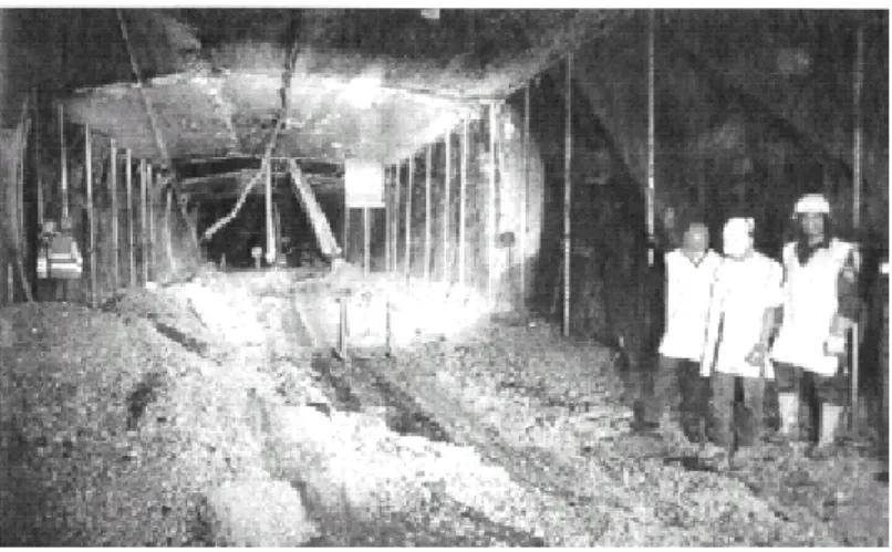 Figure 38: Exemple d’écaillage. Après l’incendie dans le  tunnel de Tauern (source [110]) 