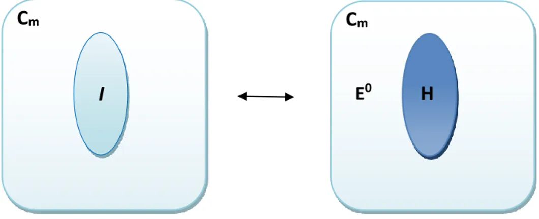 Figure 1- 12: Equivalence entre le problème hétérogène et le problème homogène à déformation libre