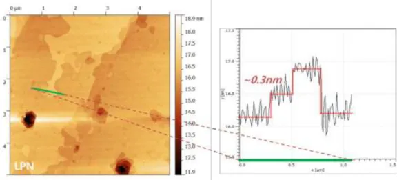Figure 3.5. AFM image of the epitaxially grown graphene on SiC substrate 