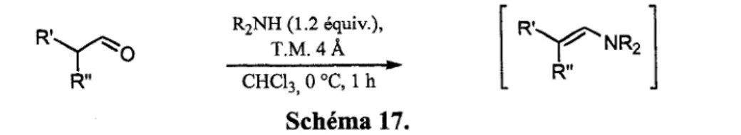 Tableau 2. Conversion de deux aldehydes en differents enamines en utilisant les conditions optimisees