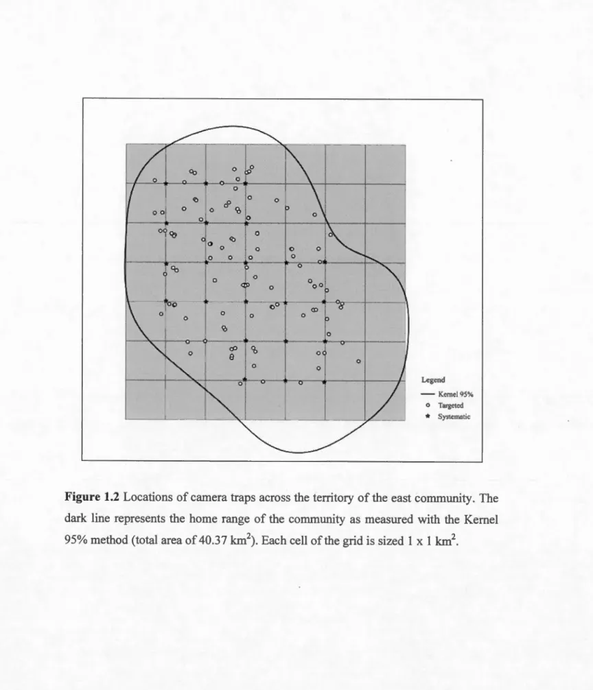 Figure  1.2  Locations  of camera traps across the  territory  of  the  east comrnunity