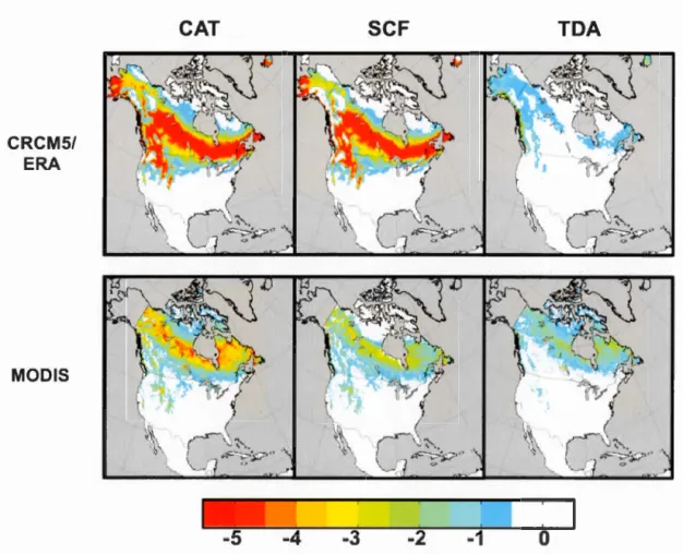 Figure 2.6:  Change  in  surface  a lb edo  associated  with  surface  air  temperature  change  (first  co lumn ;  %  K - 1 ) ,  snow  cover  feedback  (second  column;  %  K- 1 ),  and  air  temperature  dependence  of snow  a lb e do  (third  co lumn ; 