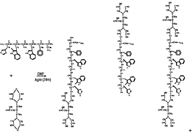 Figure 17.  Stmcture et réaction de i'Hexareline à l'acide cSéthylenetriamine pentaacètique (DTPA) cOanhydreux en