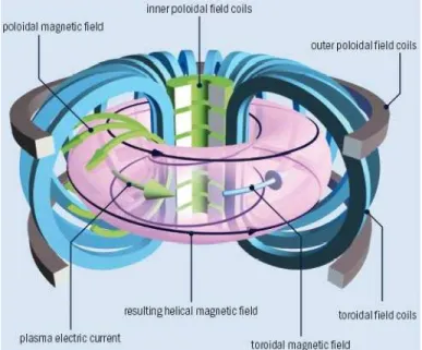 Fig. 3 – Sch´ema de principe d’un tokamak.