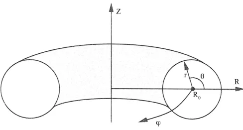 Fig. 4 – Coordonn´ees toro¨ıdales de base (figure tir´ee de [2]).
