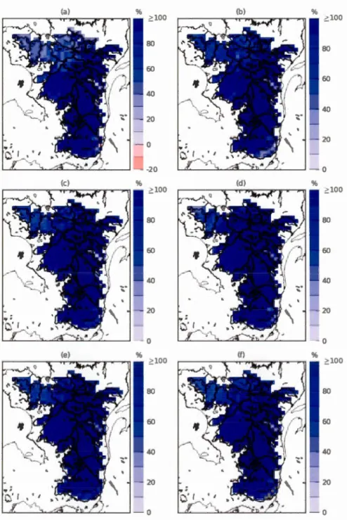 Figure  1.12:  a - e  Proj ccte d  c h a n g  ( in  o/c )  to  2-year  r et urn  l eve l  o f  1 5 -l ay  l ow 