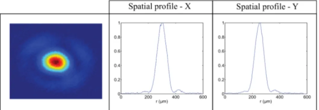 Figure 3.24 – Far field profile at the XPW setup output. A 50 cm focal length mirror was used