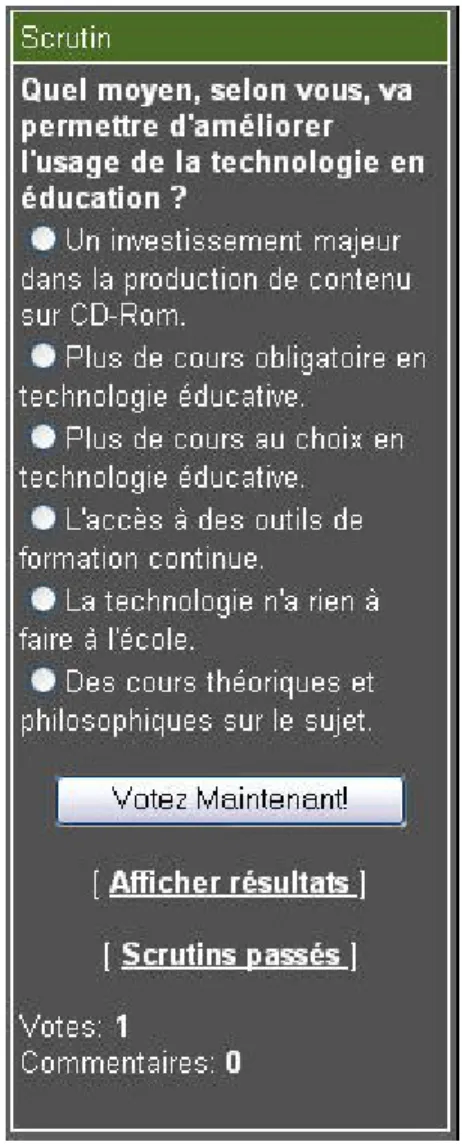 Figure 17 Le bloc Scrutin 