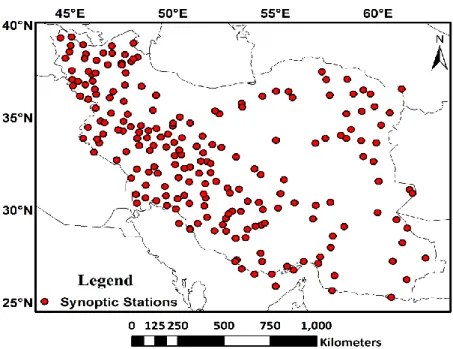 Fig. 2 The distribution of 212 synoptic stations utilized in this study. 