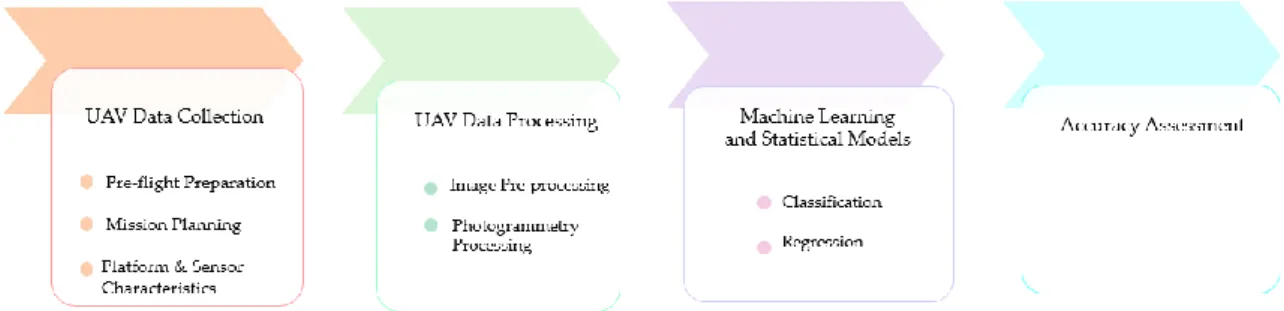 Figure 1 summarizes a general workflow to be followed for the processing of UAV imagery using machine learning and statistical modes