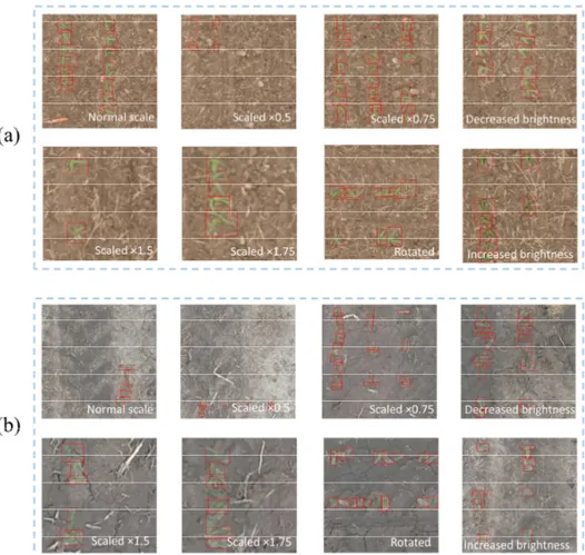 Figure 8 illustrates a number of the generated training patches for each dataset. As can be seen, changing scale, rotation, or brightness helped create diverse training patches