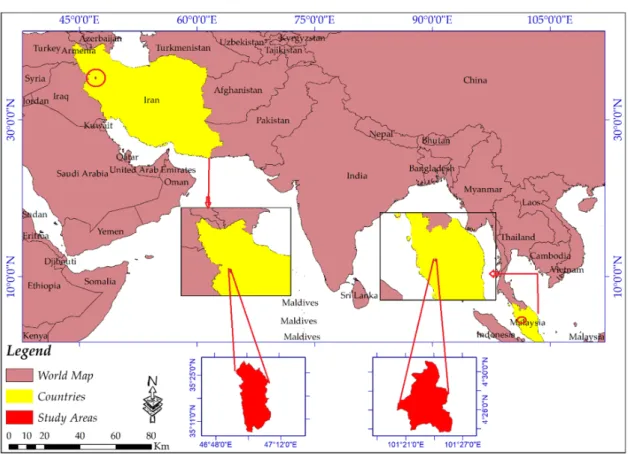 Figure 1. The geographical extent of the study areas. 