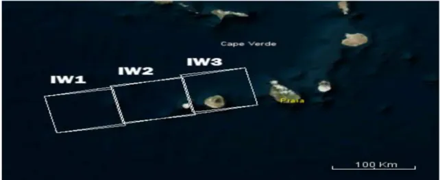 Figure 3. Sub-swaths Interferometric Wide (IW)1, IW2, and IW3  [56] .  3.2.2. Co-Registration and Enhanced Spectral Diversity 