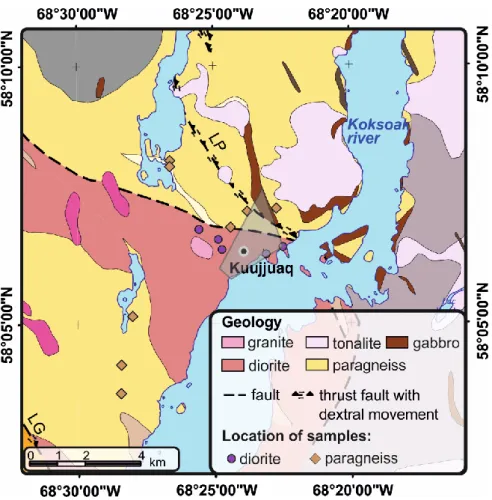 Figure 2. Geological map of the study area (adapted from SIGÉOM [82] and Miranda et al