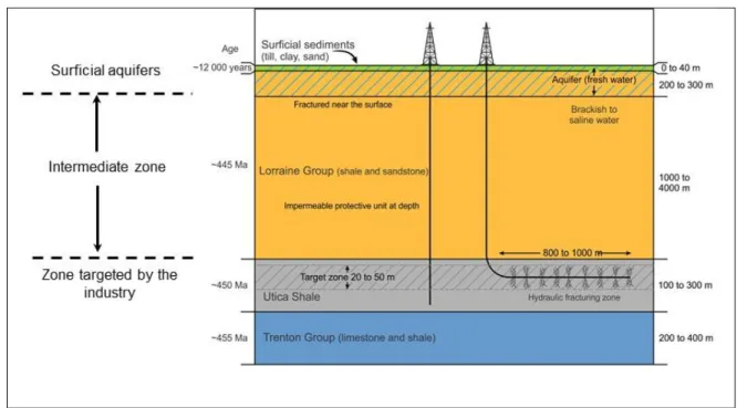 Figure 1. Schematic geological cross-section presenting the different zones referred to in  1303 