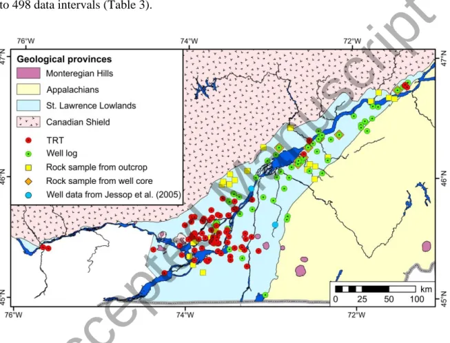 Figure 3. Data sources used for this thermal conductivity assessment of the SLL. 