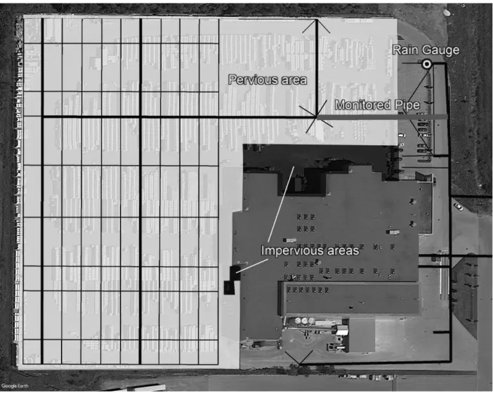 Figure 2. TB site layout – pervious (light grey) and impervious (dark grey) areas 