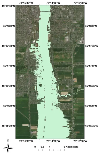 Figure 2. Flood map extracted manually from the GeoEye-1 optical image (0.6 m). 2.2.1