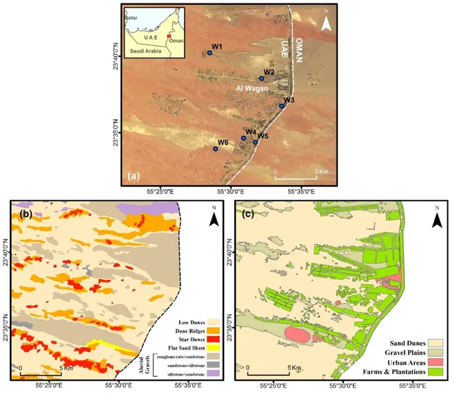 Figure  1.  a)  Landsat  8  composite  image  (bands  4,  3,  2)  of  the  study  area  dated  26/5/2017