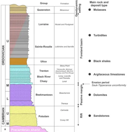 Figure  10.  Stratigraphic  columns  showing  the  St.  Lawrence  Lowlands  sedimentary  sequence 