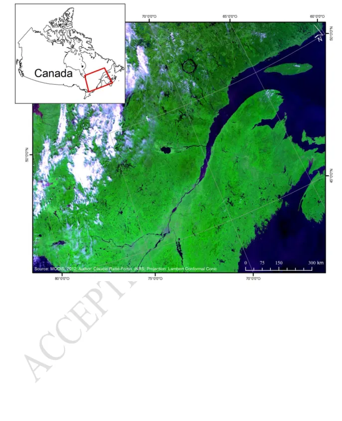 Figure 2: Geographic location of MODIS imagery historical database. 329 